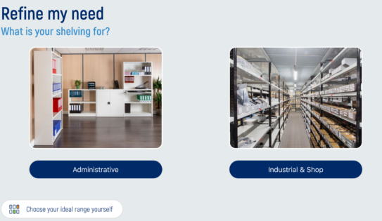 configurateur de rayonnages industriels