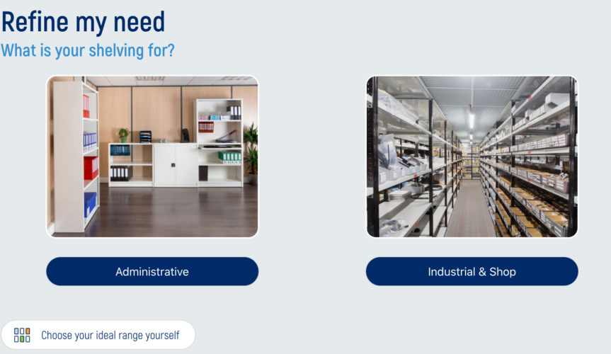industrial shelving configurator