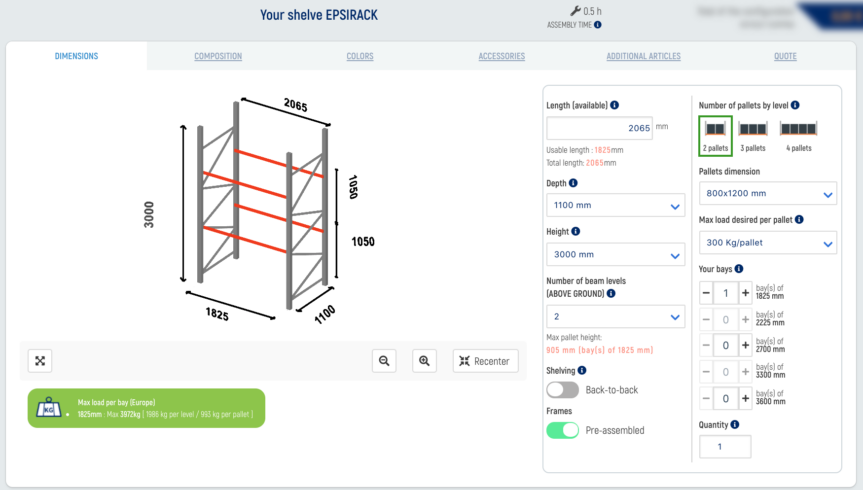 Industrial Epsirack configurator